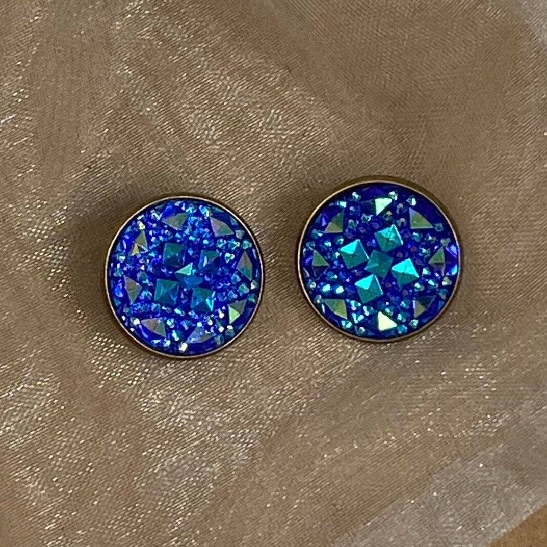 Round Rhinestone Clip-On Earrings