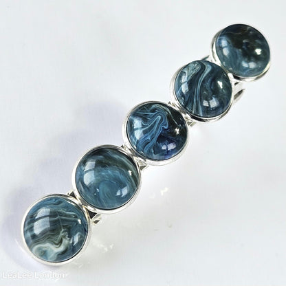 Green Marble French Barrette: Silver-tone hair accessories for women