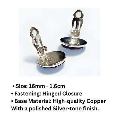 Sparkly Clip-On Earrings | Handmade Silver Cabochon | Non-Pierced | Available in 6 Colours