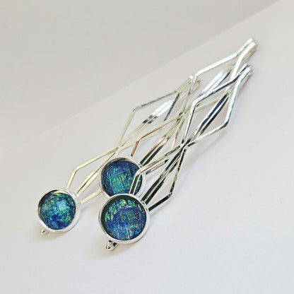 Decorative bobby pins Hair Slides: Colorful Cabochon Bobby Pins, Silver Tone (Set of 3)
