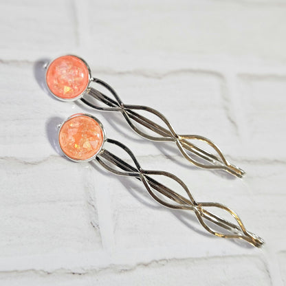 Decorative Bobby Pins for Women | Statement Hair Slides Silver Tone (Set of 2)