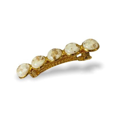 Gold French Barrette: Resin Hair Clip with Gold Detail