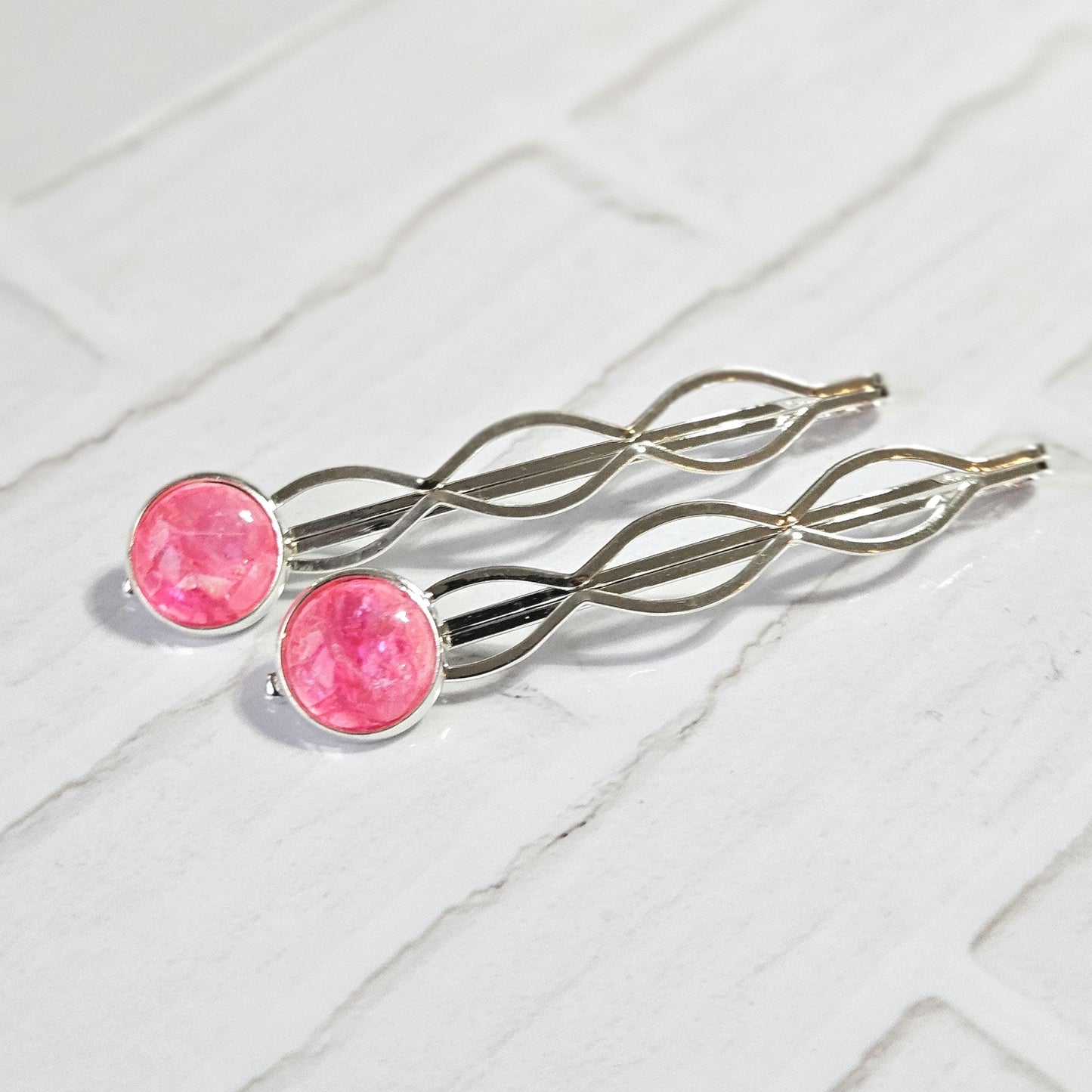 Decorative Bobby Pins for Women | Statement Hair Slides Silver Tone (Set of 2)