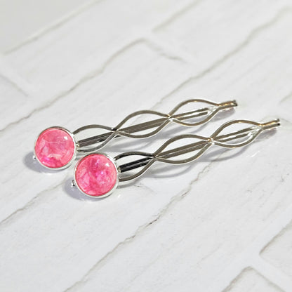 Decorative Bobby Pins for Women | Statement Hair Slides Silver Tone (Set of 2)