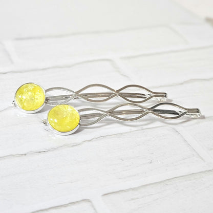 Decorative Bobby Pins for Women | Statement Hair Slides Silver Tone (Set of 2)