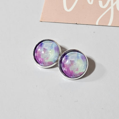 Abstract Paint Stroke Clip-On Earrings – Silver Tone | Non-Pierced