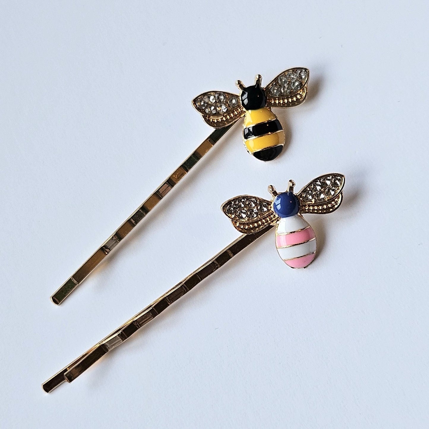 Enamel Bee Bobby Pins: Boho Hair Slides, Gold Copper (Set of 2)