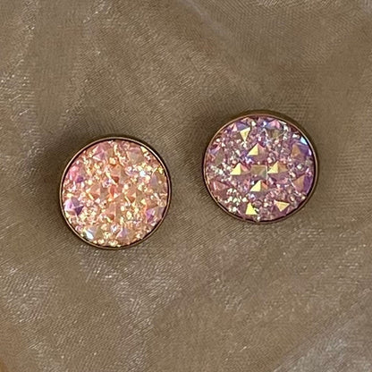 Round Rhinestone Clip-On Earrings