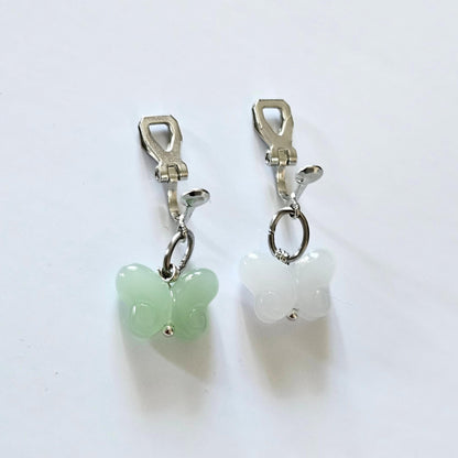 Glass Butterfly Clip-On Earrings – Hypoallergenic | Non-Pierced