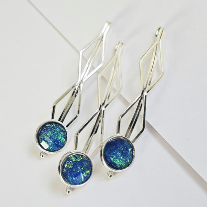 Decorative bobby pins Hair Slides: Colorful Cabochon Bobby Pins, Silver Tone (Set of 3)