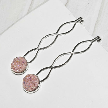 Decorative Bobby Pins x2, Silver Hair Accessories