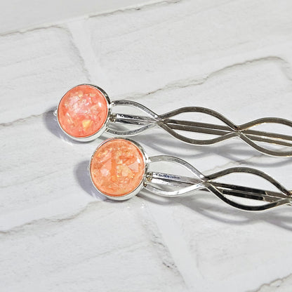 Decorative Bobby Pins for Women | Statement Hair Slides Silver Tone (Set of 2)