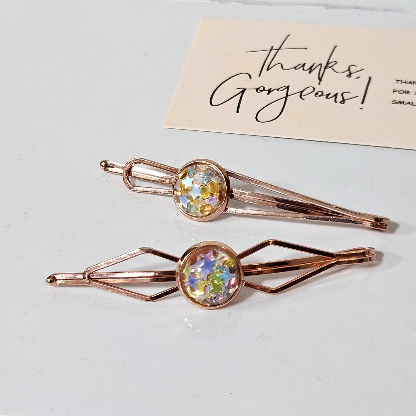 Set of 2 Bobby Pins, Geometric Hair Clip, Handmade Cabochon Hair Pin, Minimal Hair
