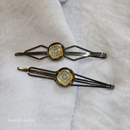 Black Bobby Pins Set of 2, Trendy Boho metal Hair Clips, Minimal Hair Accessories