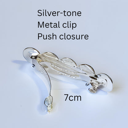 Iridescent Grey Marble Resin Hair Clip & Clip-on Earring Set