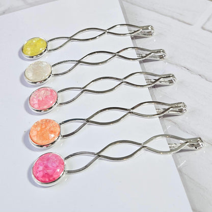Decorative Bobby Pins for Women | Statement Hair Slides Silver Tone (Set of 2)