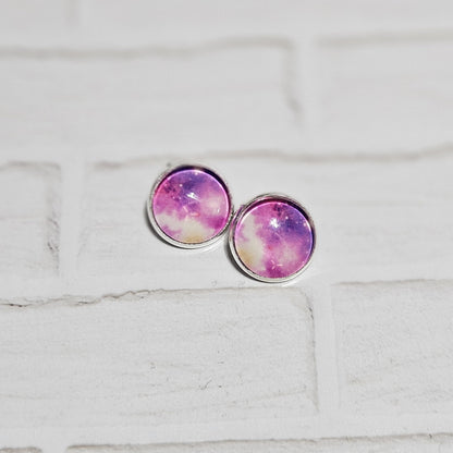 Celestial Clip-On Earrings – Space & Galaxy 16mm Cabochon | Non-Pierced