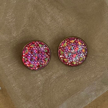 Round Rhinestone Clip-On Earrings