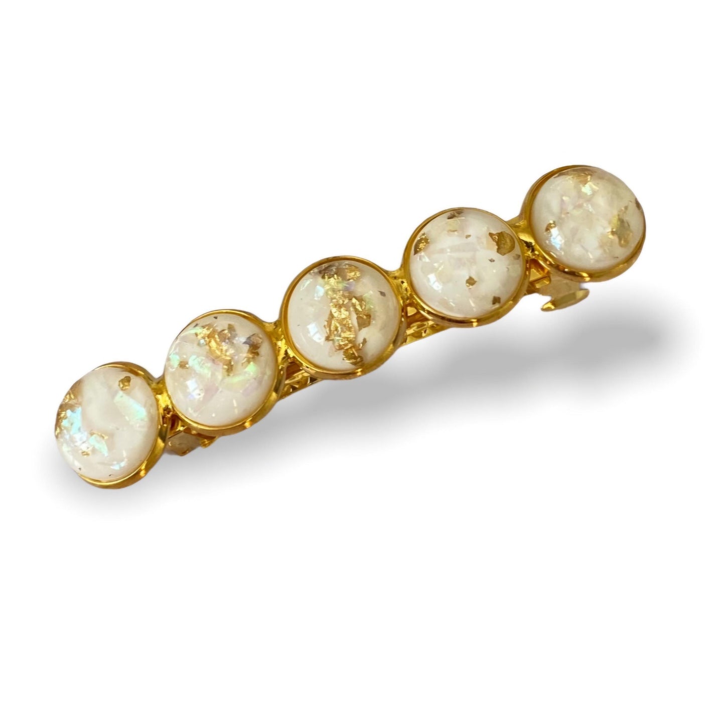 Gold French Barrette: Resin Hair Clip with Gold Detail