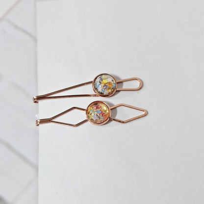Set of 2 Bobby Pins, Geometric Hair Clip, Handmade Cabochon Hair Pin, Minimal Hair