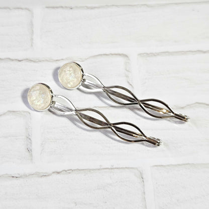 Decorative Bobby Pins for Women | Statement Hair Slides Silver Tone (Set of 2)