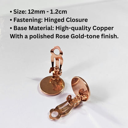 Brown Boho Clip-On Earrings – 12mm Cabochon | Non-Pierced | Handmade UK