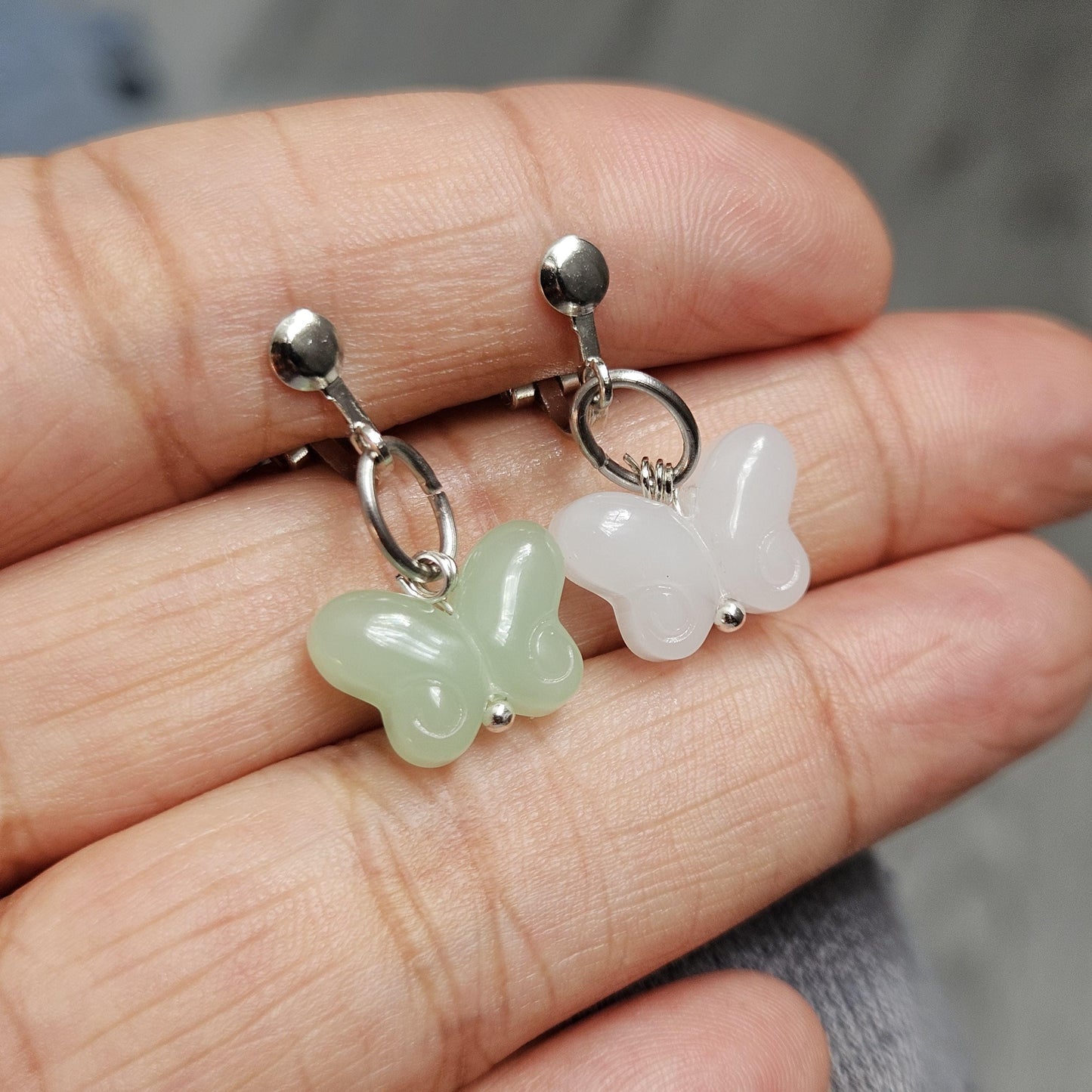 Glass Butterfly Clip-On Earrings – Hypoallergenic | Non-Pierced