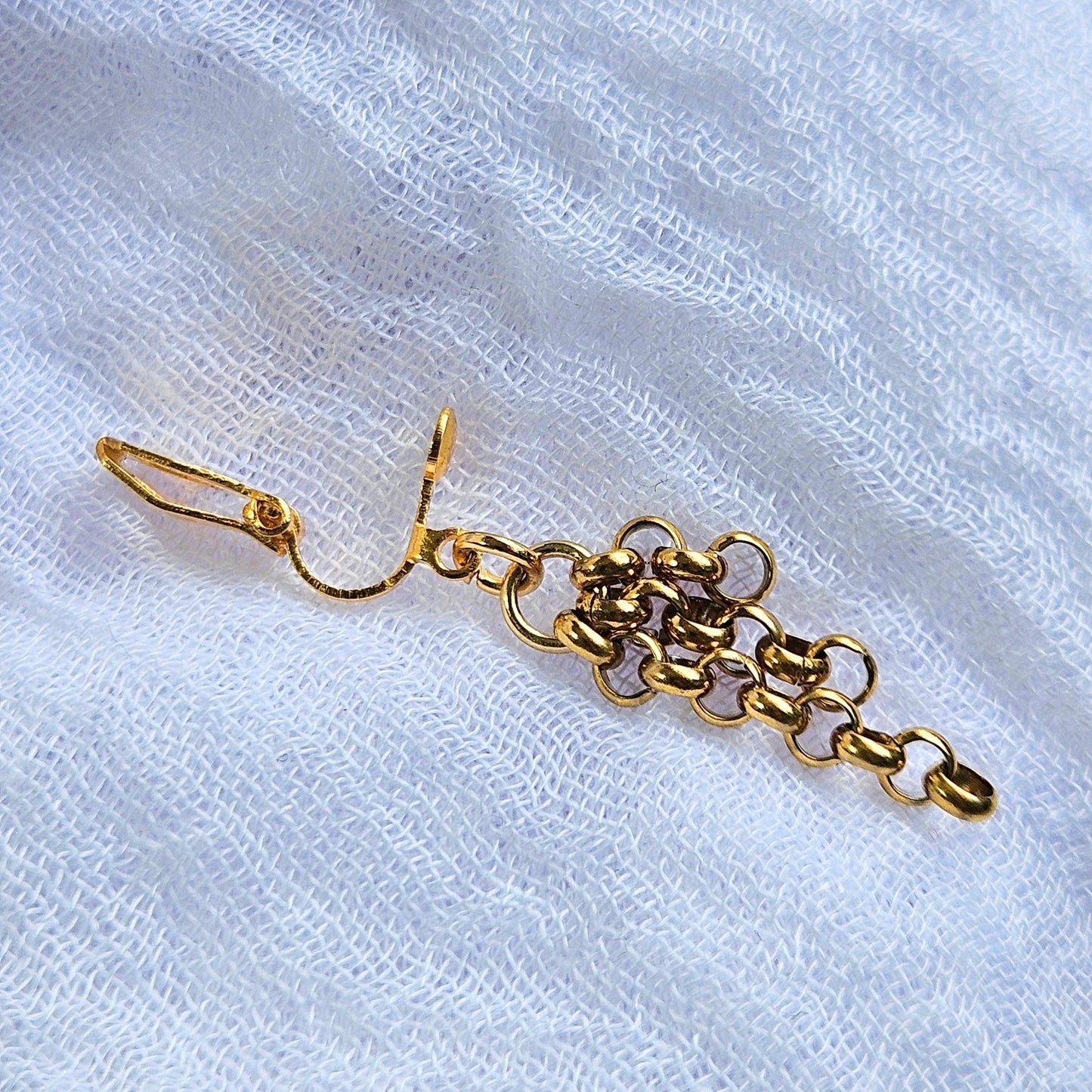 Stainless Steel Dangle Chain Clip-On Earrings – 3cm Drop | Non-Pierced
