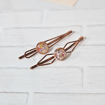 Set of 2 Bobby Pins, Geometric Hair Clip, Handmade Cabochon Hair Pin, Minimal Hair