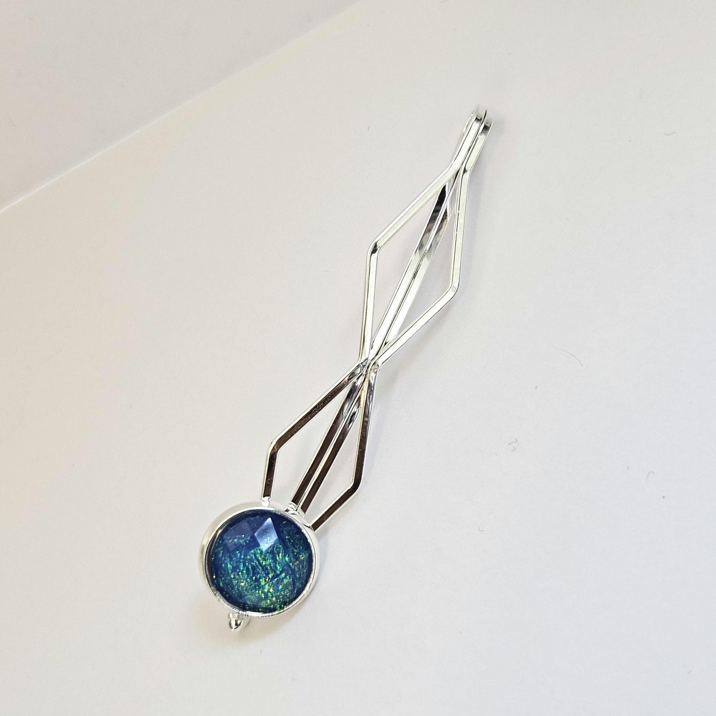 Decorative bobby pins Hair Slides: Colorful Cabochon Bobby Pins, Silver Tone (Set of 3)
