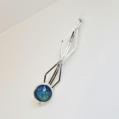 Decorative bobby pins Hair Slides: Colorful Cabochon Bobby Pins, Silver Tone (Set of 3)