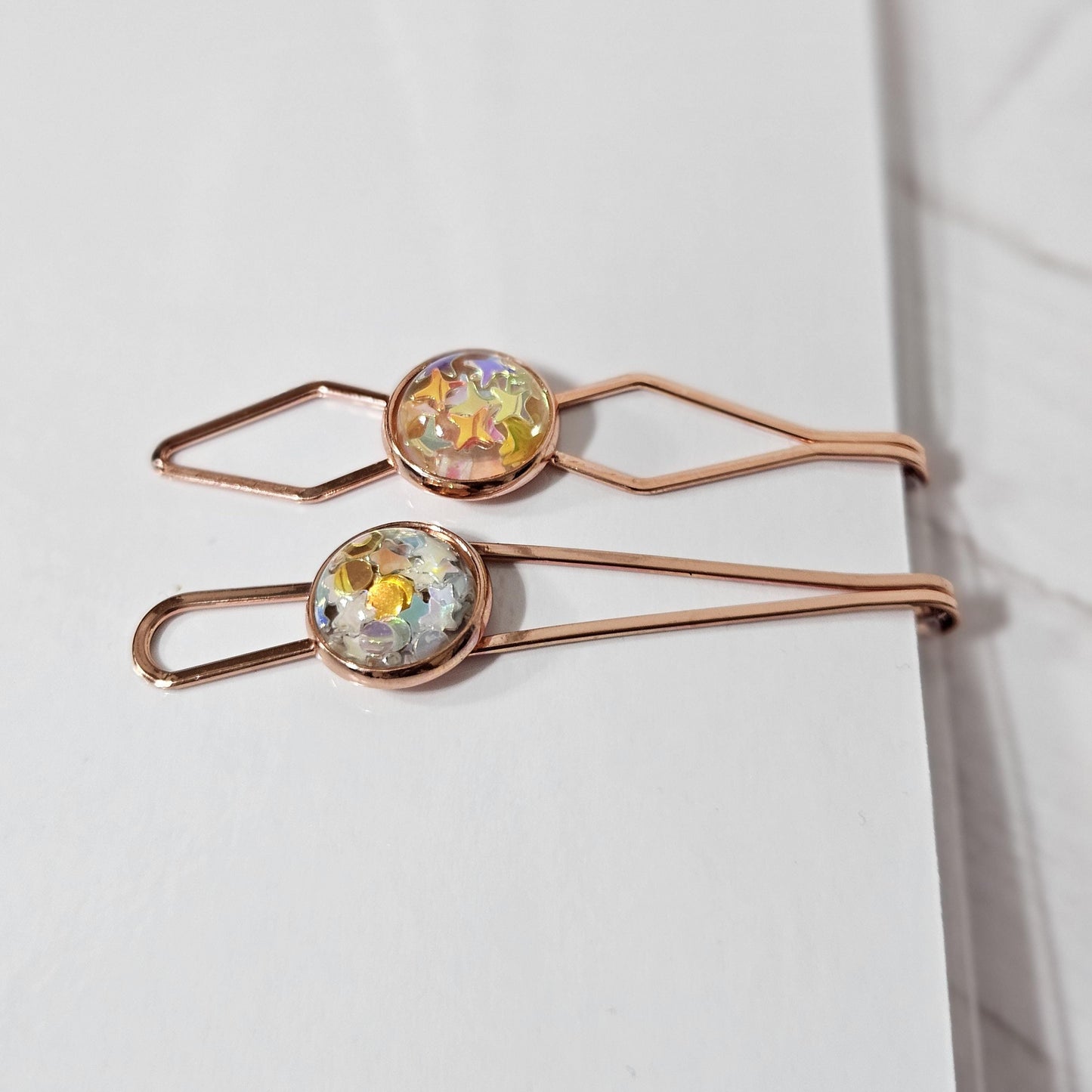Set of 2 Bobby Pins, Geometric Hair Clip, Handmade Cabochon Hair Pin, Minimal Hair