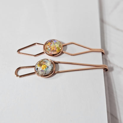 Set of 2 Bobby Pins, Geometric Hair Clip, Handmade Cabochon Hair Pin, Minimal Hair