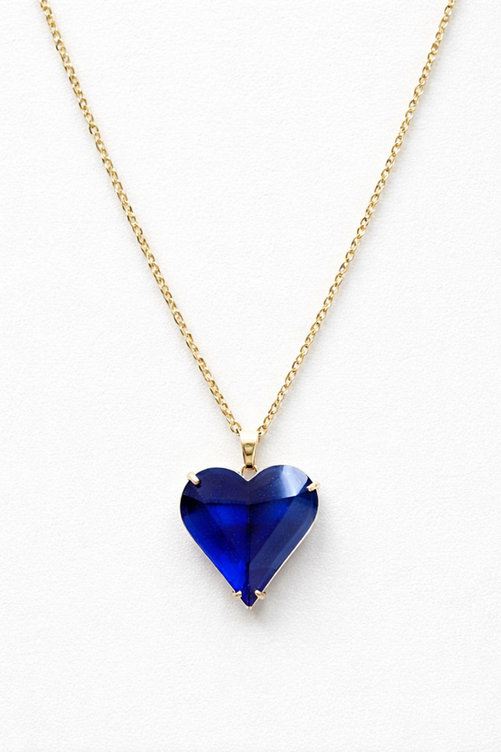 Gold Glass Heart Necklace | Blue, Green or Purple | Stainless Steel Chain