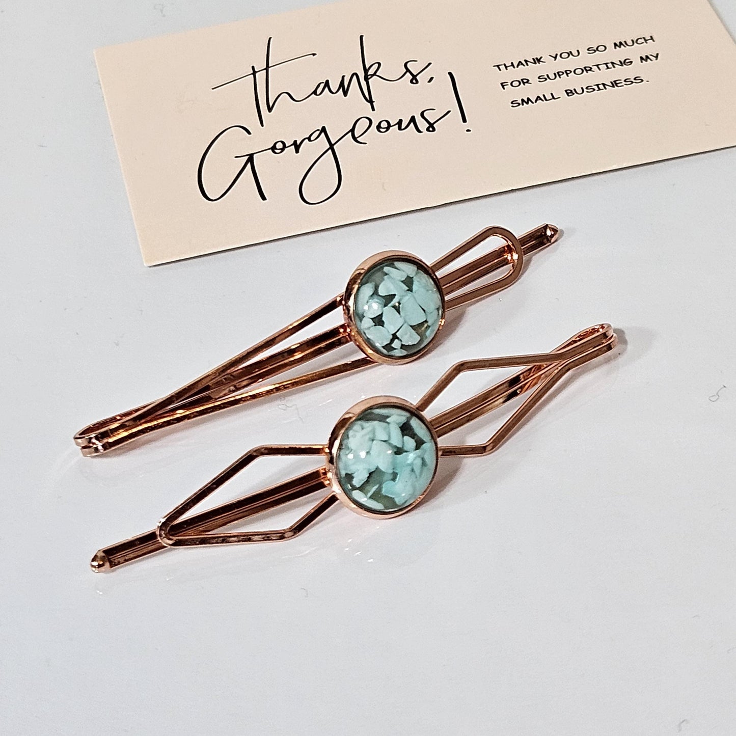 Decorative Bobby Pins for Women, Decorated Rose Gold Statement Hair Slides