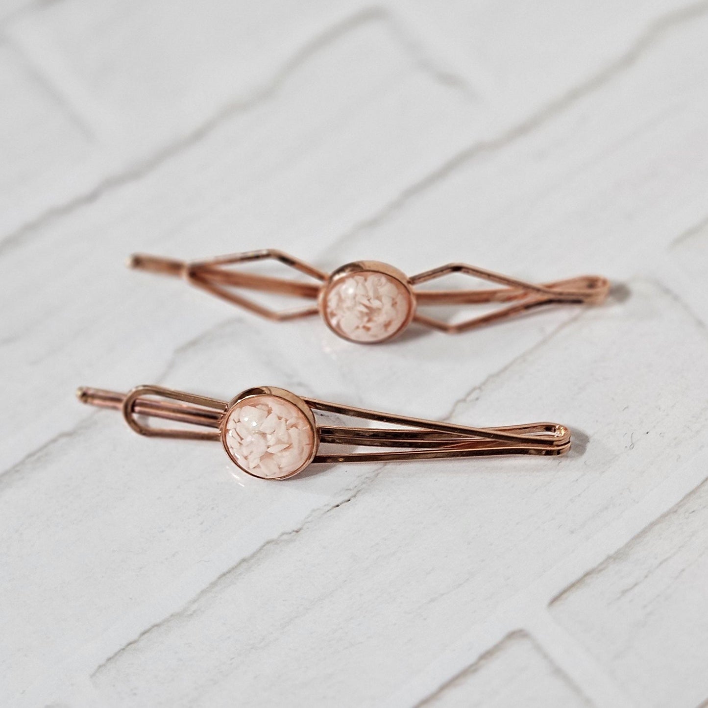 Decorative Bobby Pins for Women, Decorated Rose Gold Statement Hair Slides