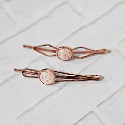 Decorative Bobby Pins for Women, Decorated Rose Gold Statement Hair Slides