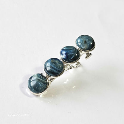 Green Marble French Barrette: Silver-tone hair accessories for women