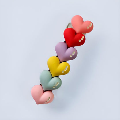 Pastel Heart Barrette Hair Clip – 9cm | Colourful | Non-Pierced