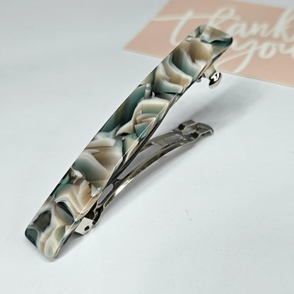 Marble Acetate French Hair Clips Set, 3x Stylish Hair Barrettes, Zinc Alloy Hair Grips, Tracked Shipping Available