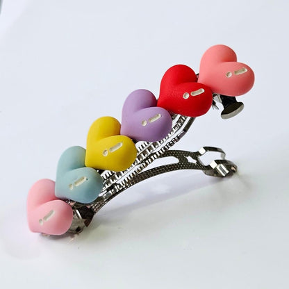 Pastel Heart Barrette Hair Clip – 9cm | Colourful | Non-Pierced
