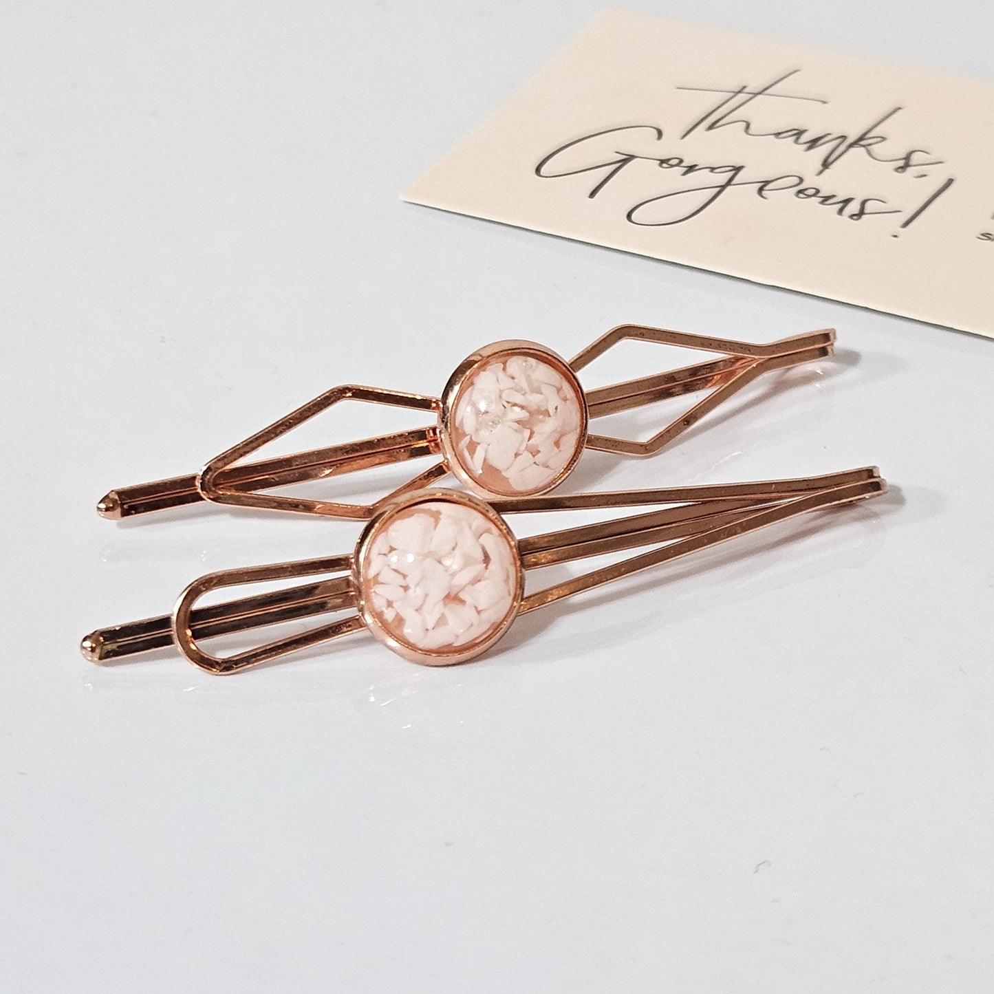 Decorative Bobby Pins for Women, Decorated Rose Gold Statement Hair Slides