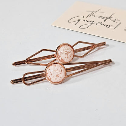 Decorative Bobby Pins for Women, Decorated Rose Gold Statement Hair Slides