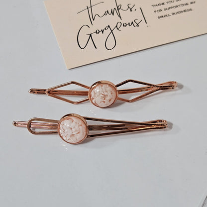 Decorative Bobby Pins for Women, Decorated Rose Gold Statement Hair Slides