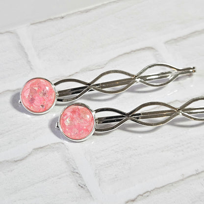 Decorative Bobby Pins for Women | Statement Hair Slides Silver Tone (Set of 2)