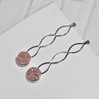 Decorative Bobby Pins x2, Silver Hair Accessories