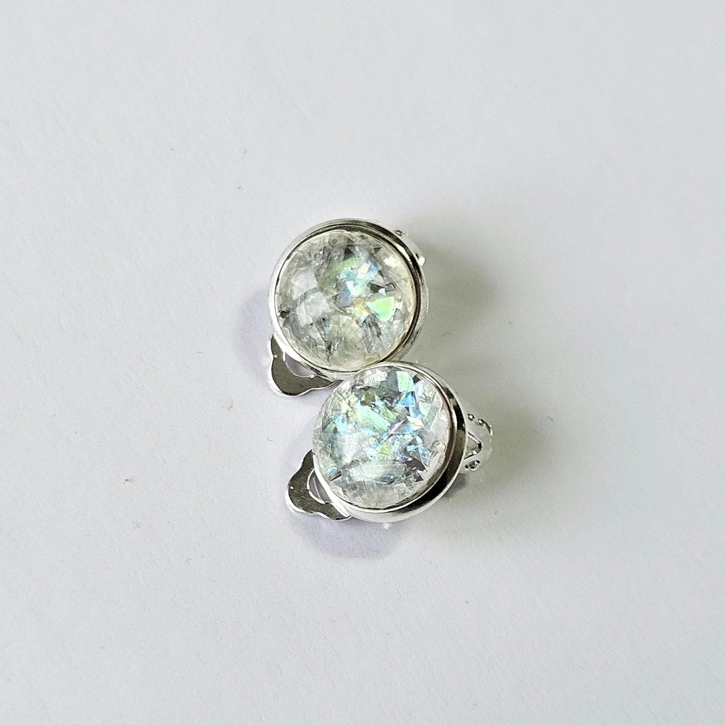 Iridescent Grey Marble Resin Hair Clip & Clip-on Earring Set