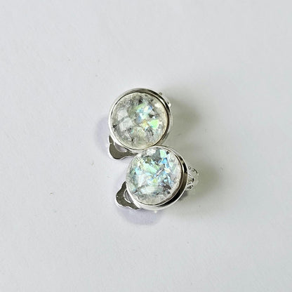 Iridescent Grey Marble Resin Hair Clip & Clip-on Earring Set