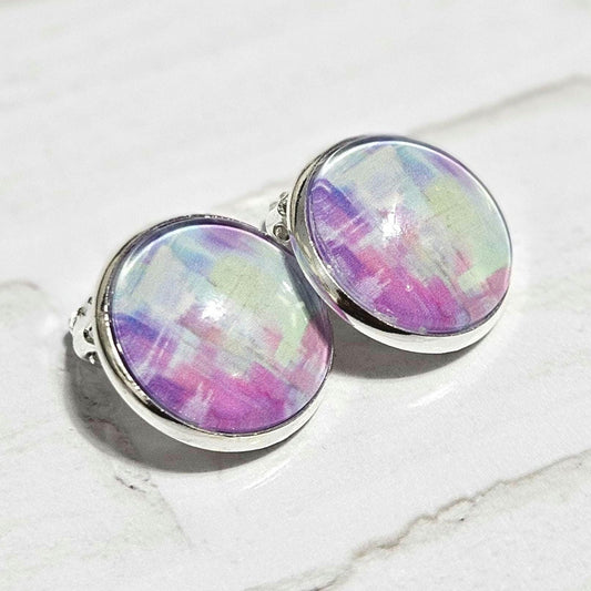 Abstract Paint Stroke Clip-On Earrings – Silver Tone | Non-Pierced