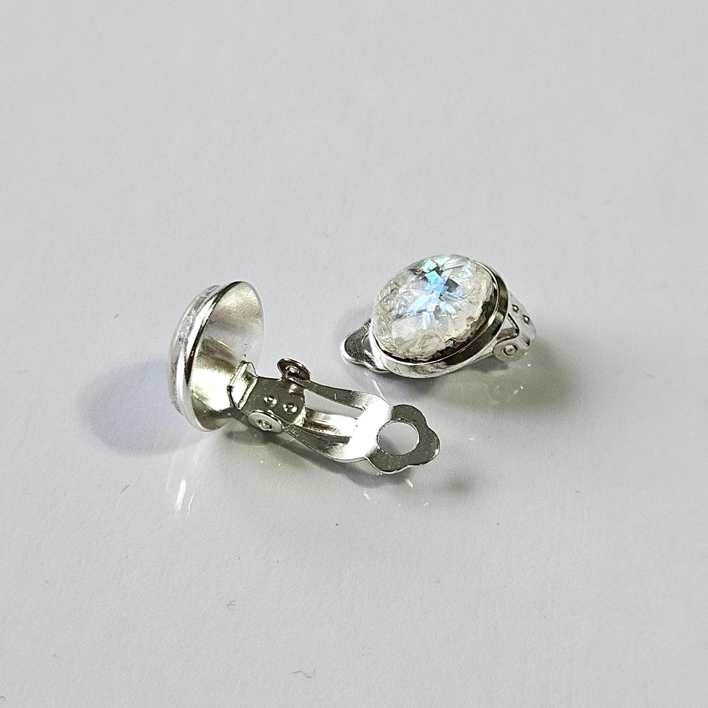 Iridescent Grey Marble Resin Hair Clip & Clip-on Earring Set